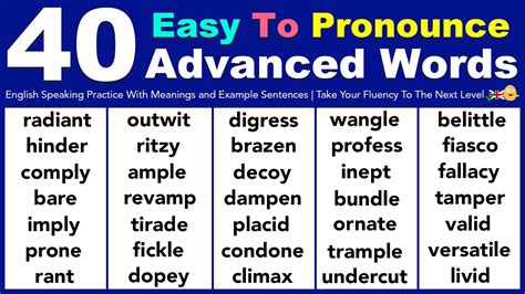 Learn Easy To Pronounce Advanced English Vocabulary Words Youtube