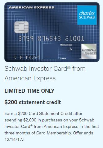 No additional percentages or fees will. Expired Schwab Investor Card from American Express $200 ...