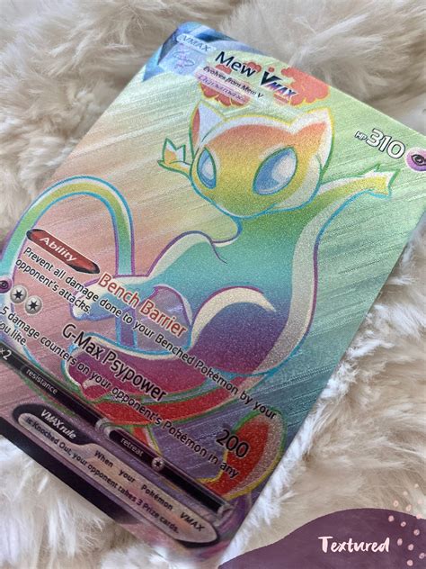 Mew Rainbow Custom Card Textured Glitter Print Fanart Pokemon Etsy