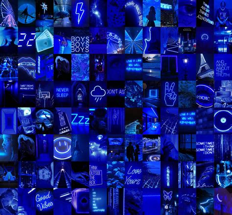 100 Blue Aesthetic Digital Collage Kit Dark Blue Wall Etsy Canada