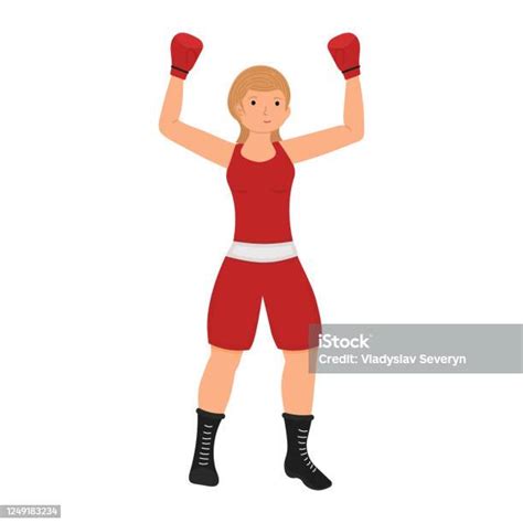 Female Boxer Cartoon Character Boxing Woman Vector Illustration Girl