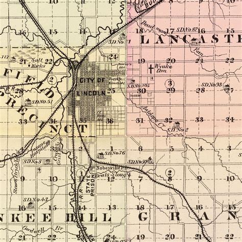Vintage Map Of Lancaster County Nebraska 1885 By Teds Vintage Art