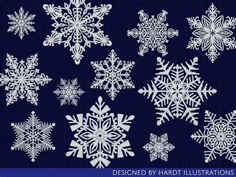White Glitter Snowflakes Snowflake Clipart Christmas Etsy