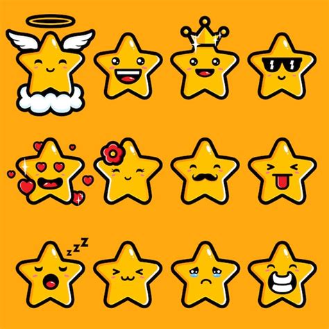 Cute Star Emoji Design Vector Premium