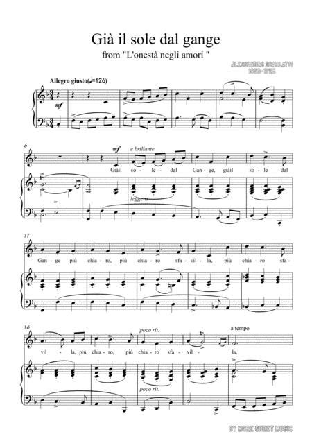 Gia Il Sole Dal Gange Scarlatti - Scarlatti-Già Il Sole Dal Gange In F Major,for Voice And Piano By