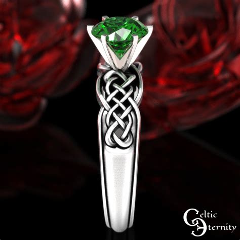 Celtic Emerald Engagement Ring Sterling Engagement Ring Irish Emerald