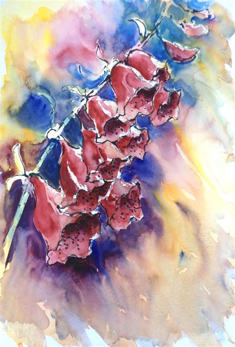 Loose Watercolour Floral Lesson Foxgloves By Joanne Thomas Is Now On