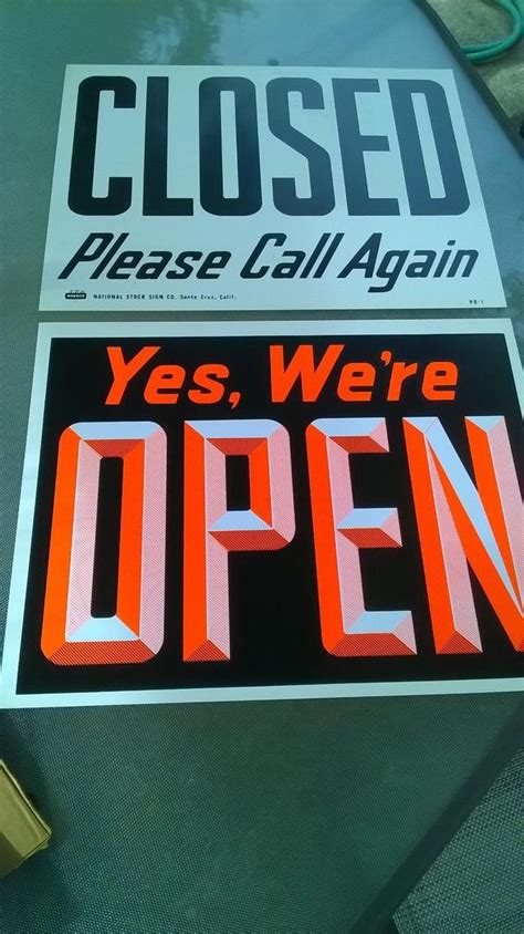 Vintage 1960s Store Window Door Sign Nos Open Closed National Stock