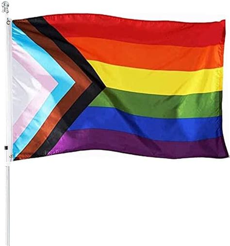 JIMO Progress Pride Rainbow Flag 3x5 Outdoor All Inlcusive Pride 100D