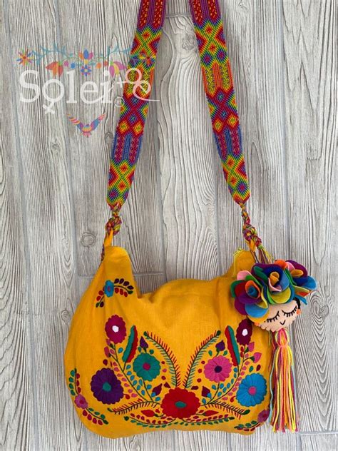 Traditional Embroidered Bag With Tassels Mexican Morral Bag Hand