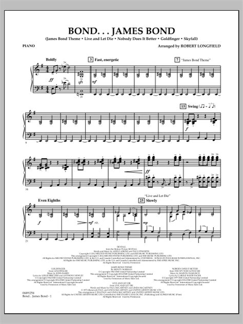 Bondjames Bond Piano Sheet Music Robert Longfield Orchestra