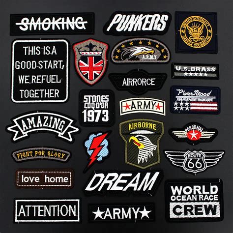Army Punk Letters Labels Black Patches For Clothes Iron On Stickers