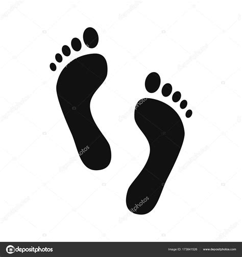 Human Footprint Black Silhouette Of Man Footprints Vector Icons