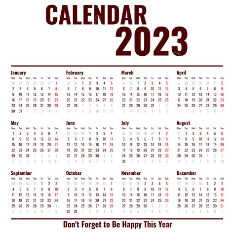 Calendario Simple 2023 Con Palabra De Motivación Kalender Png