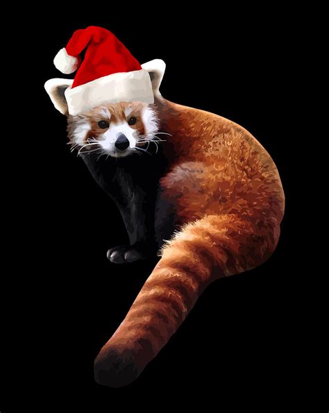 Red Panda Santa Christmas Cute Hat T For Pandabear Lovers Digital