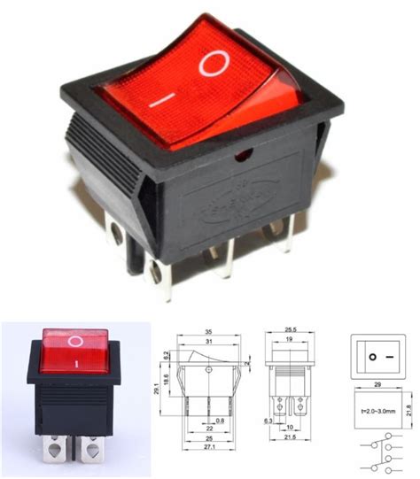 Pin Kcd N On Off Rocker Switch Dpdt A V