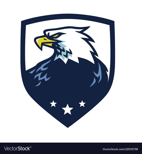 Eagle Head Mascot With Shield Emblem Royalty Free Vector