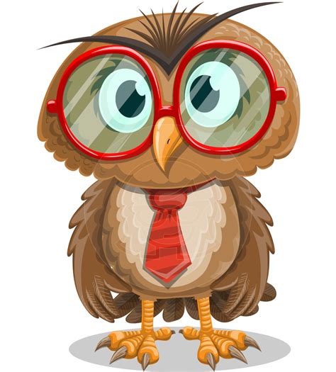 Owl With A Tie Cartoon Vector Character Illustrations Aka Owlbert Witty