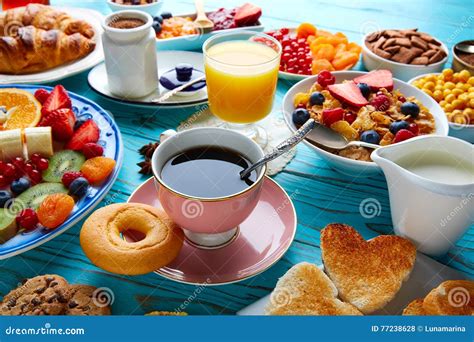 Breakfast Buffet Healthy Continental Coffee Stock Photo Image Of