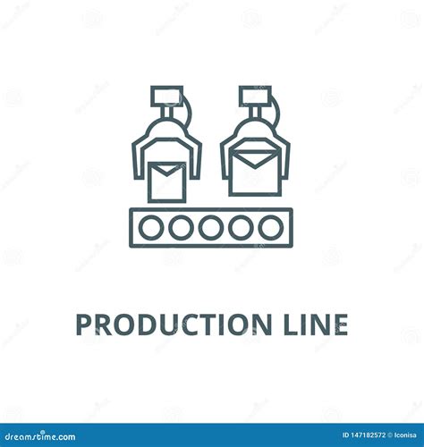 Production Line Vector Line Icon Linear Concept Outline Sign Symbol Stock Vector