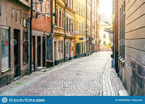 Old Cobbled Street Of Stockholm Editorial Photo Image Of Outdoor