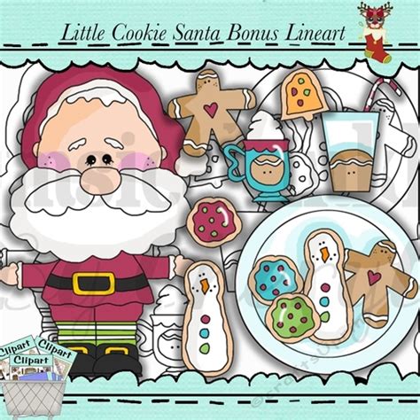 Little Cookie Santa With Lineart Clipart Cup80627443589 Craftsuprint