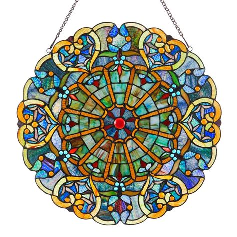 River Of Goods Multi Colored Stained Glass Webbed Heart Window Panel 12790 The Home Depot