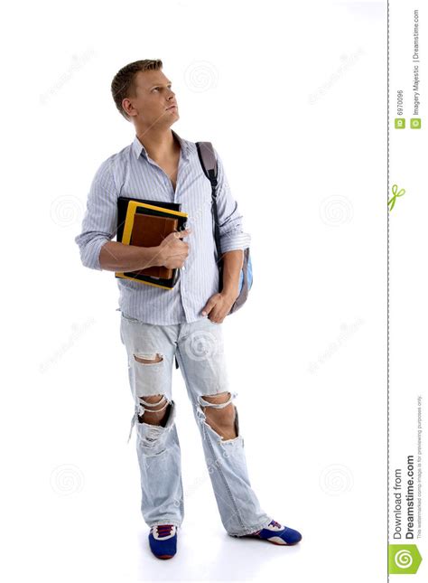 Full Body Pose Of Student Holding His Books Royalty Free
