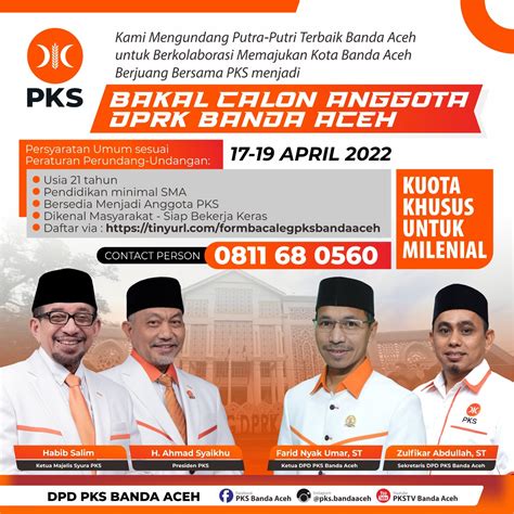 Pks Banda Aceh Buka Pendaftaran Bakal Caleg Dprk Jelang Pemilu 2024