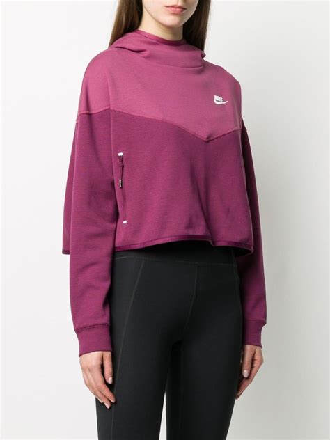 Nike Tech Fleece Cropped Hoodie In Pink Lyst