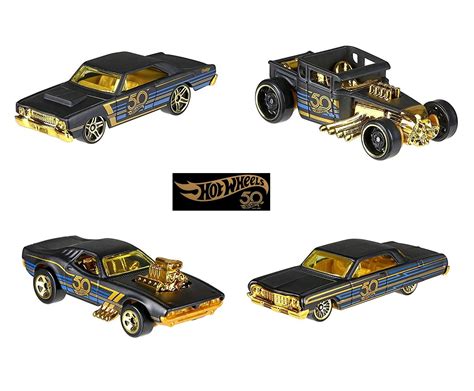 New Hot Wheels 50th Anniversary Black And Gold Collection 4 Pack EBay