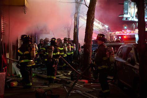Three Firefighters Injured Battling Five Alarm Blaze At Brooklyn
