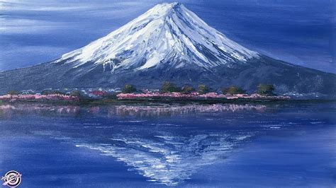 Mt Fuji Painting Fuji Mountain And Reflection On Lake Landscape