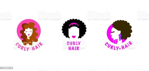 Ilustración De Diferentes Versiones De Logos De Una Chica Con El Pelo