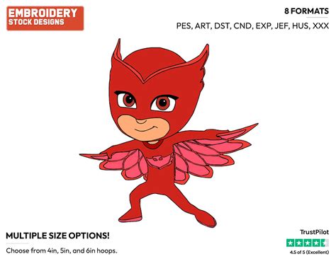 Owlette Pj Masks Tv Shows Disney Embroidery Design In 4 Sizes