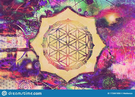 Flower Of Life Sacred Geometry Mandala Spiritual Art Stock Illustration