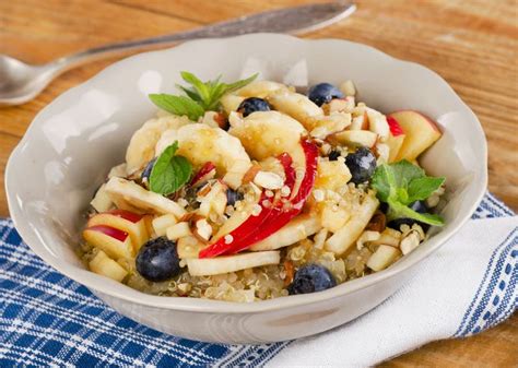 Healthy Breakfast Quinoa With Blueberries Banana Almond And Ho Stock