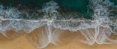 Download Wallpaper 2560x1080 Beach Coast Sand Waves Shore Dual Wide