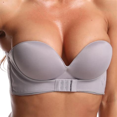 sunmark strapless front buckle lift bra women wireless non slip invisible push up bra