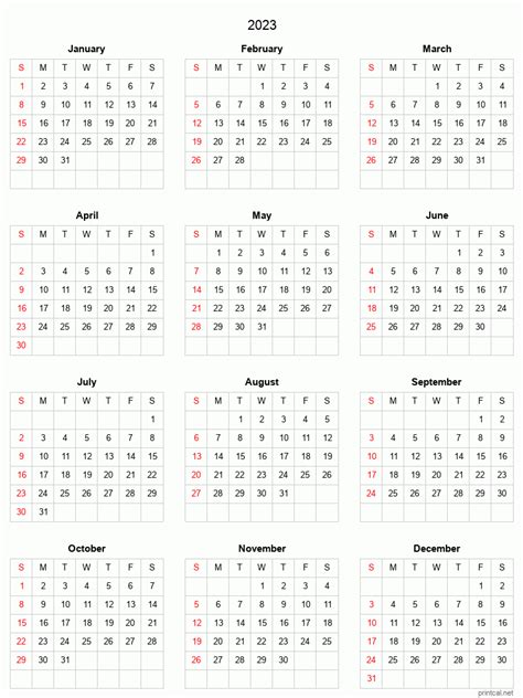 Neit 2023 Calendar Printable Calendar 2023