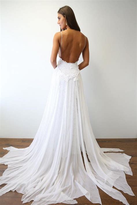 White Backless Tulle Lace Prom Dress White Wedding Dress Backless Ev