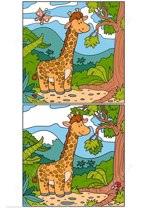 Find 15 Differences Between 2 Pictures Of Giraffe Puzzle