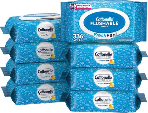 Cottonelle FreshFeel Flushable Wet Wipes for Adults and Kids, 8 Flip