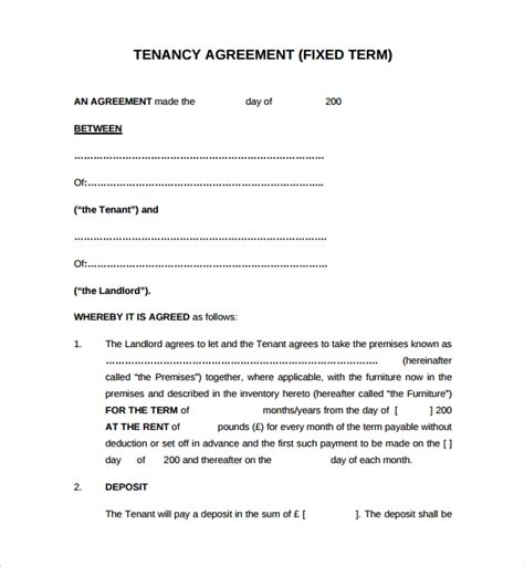 This tenancy agreement form is free of cost and can be used to draft an agreement which should then be signed by the property owner and the tenant. Sample Tenancy Agreement Template - 9+ Free Documents in ...