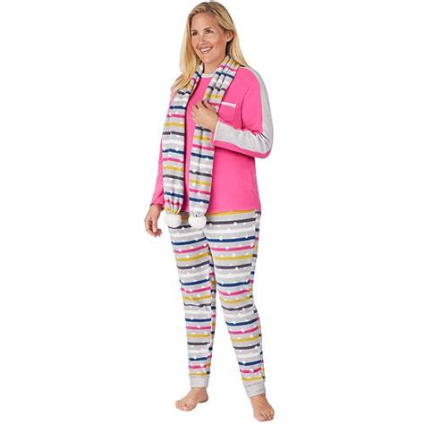 Plus Size Cuddl Duds Wonderland 3 Piece Microfleece Pajama Set