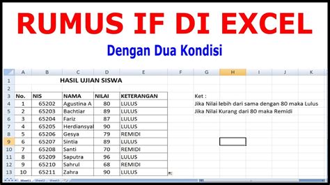 Rumus If Di Excel If Dengan Dua Kondisi Youtube