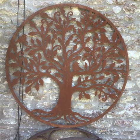 Tree Of Life Hanging Wall Art Untreated Metal 100cm Diameter