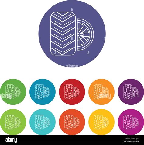 Tire Icons Set Vector Color Stock Vector Image And Art Alamy