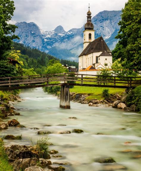 View Of The Idyllic St Sebastian Church In Ramsau In Summer Wooden