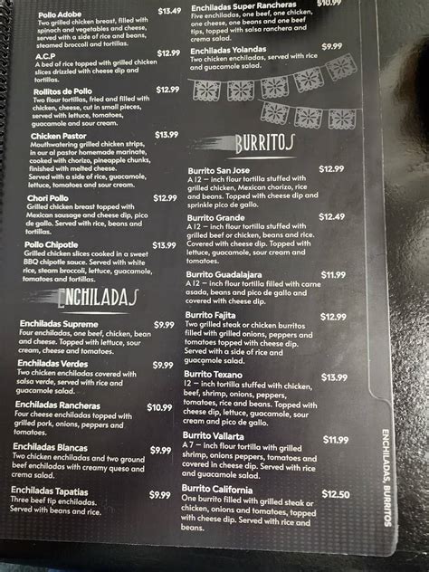 Menu at Ayala's Mexican Restaurant, Clarksville